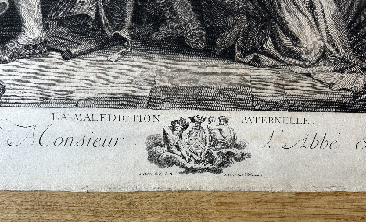 Estampe 18ème d’après Jean-Batiste Greuze « la malédiction paternelle » gravée par R. Gaillard -photo-2