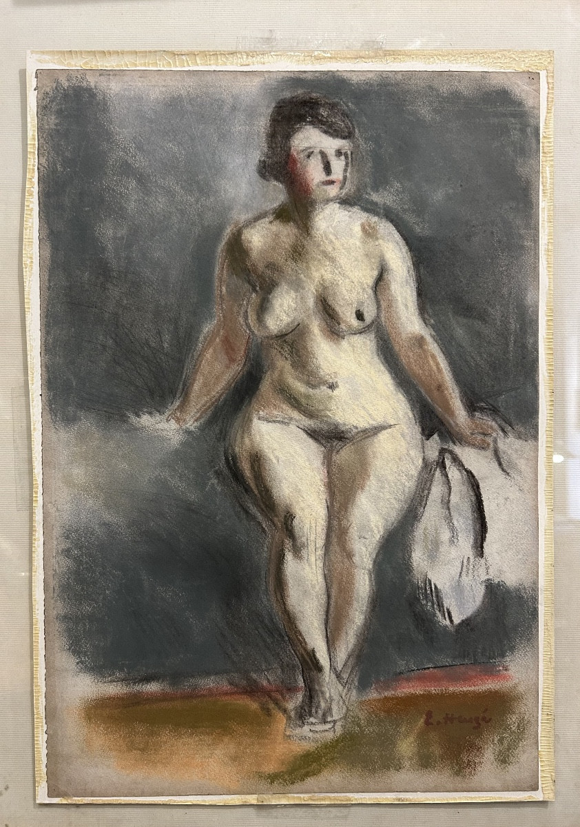 Aquarelle d’Edmond Heuzé. 20ème Nu de femme sur papier