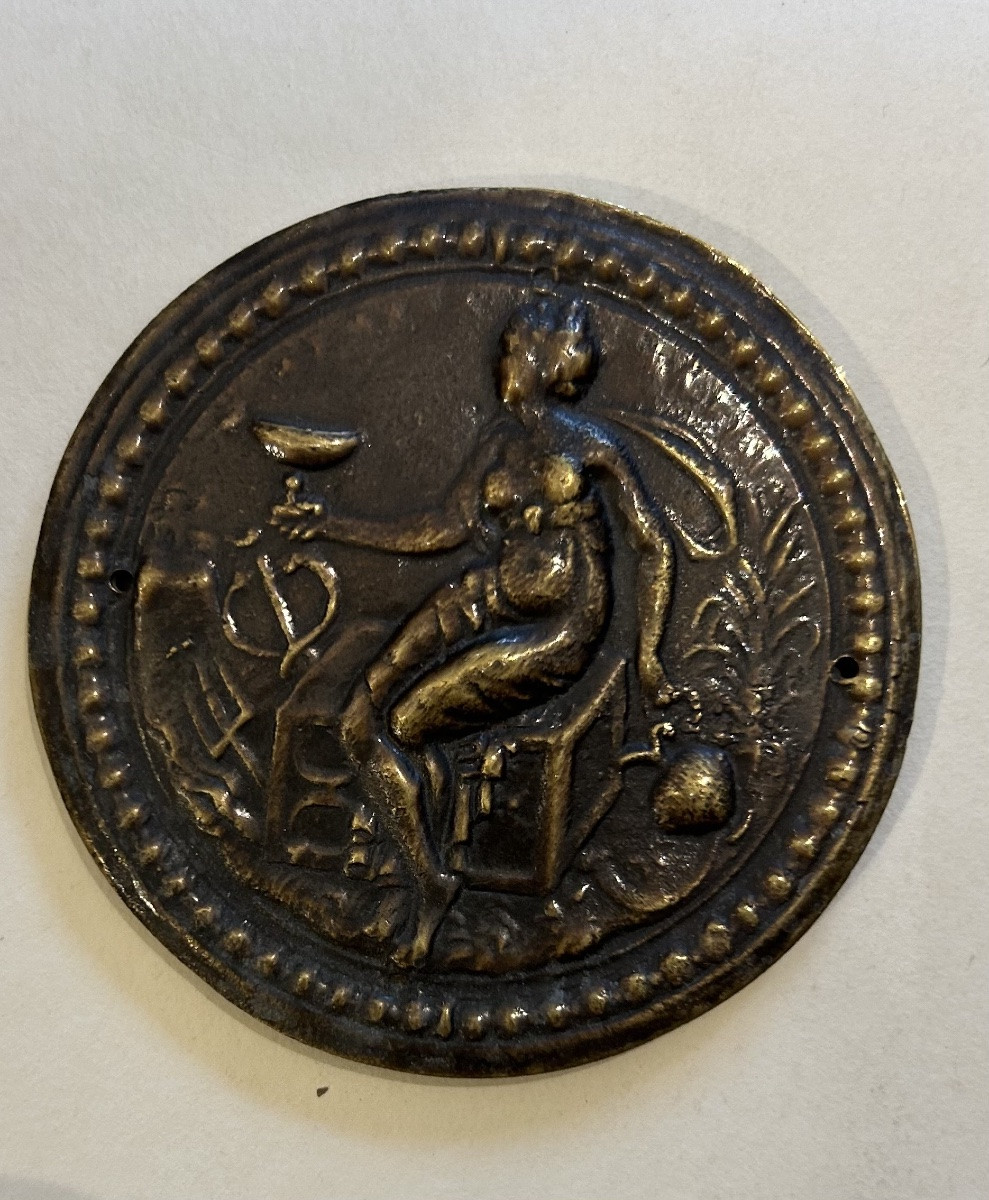 Médailles anciennes en bronze 19eme. Sceau Ph.  IV le Bel. signée W.  Barré. Allegorie commerce-photo-4