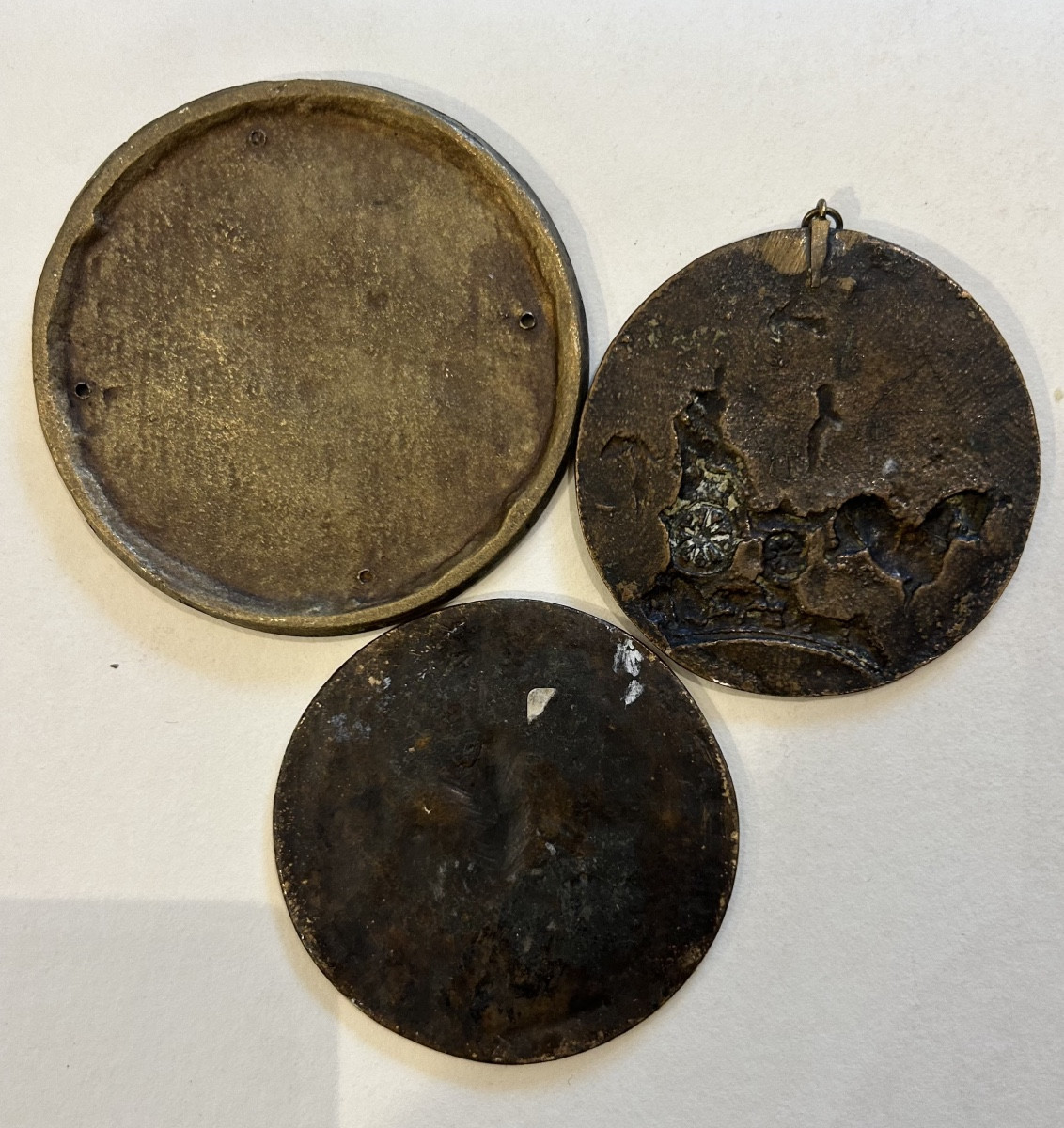 Médailles anciennes en bronze 19eme. Sceau Ph.  IV le Bel. signée W.  Barré. Allegorie commerce-photo-1