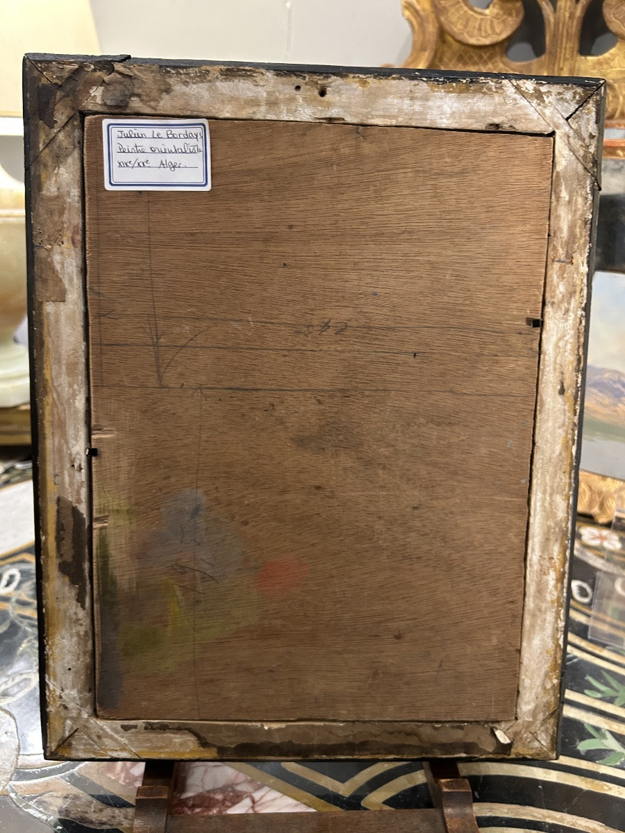  Nature morte aux cyclamens et lettre scellée et signée Julien le Bordays Huile sur toile 20eme-photo-4