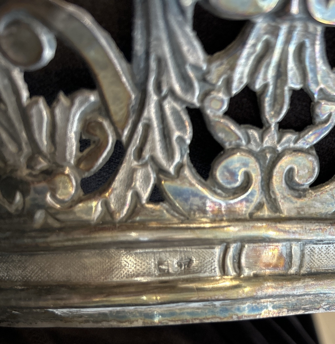 Grande couronne de statue de Vierge en argent 800. Italie XIXe. Art sacré -photo-3