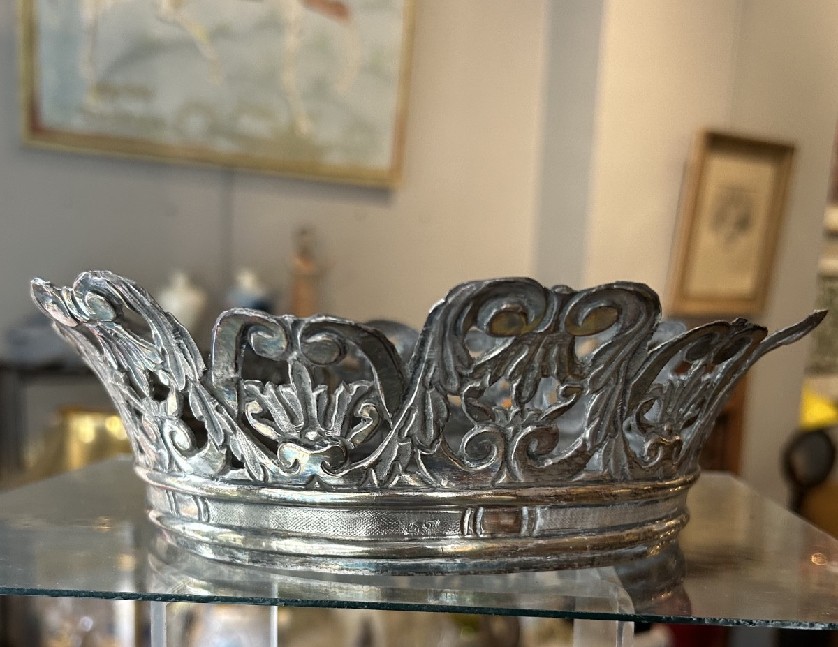 Grande couronne de statue de Vierge en argent 800. Italie XIXe. Art sacré 