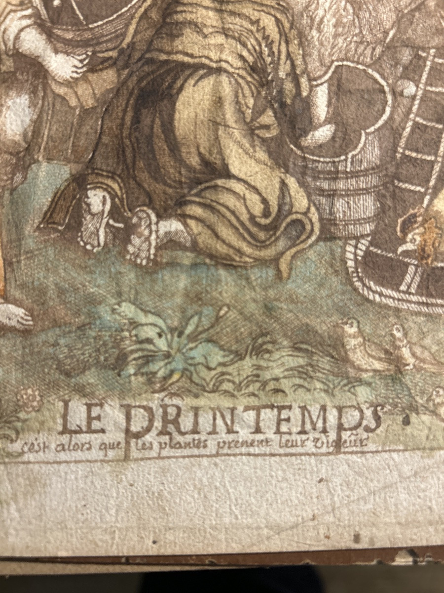 Two Old Coloured Engravings "spring And Winter" After Antonio Tempesta. -photo-2