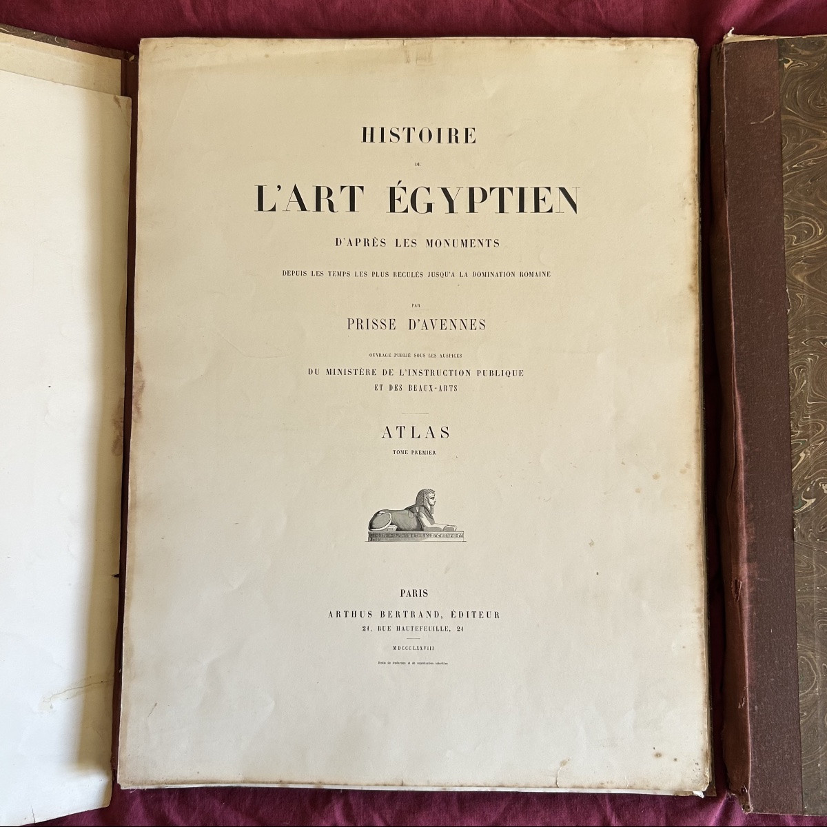 Prisse d’Avennes Art égyptien atlas 2 tomes  XIXeme chromolithographies rares grand format-photo-2