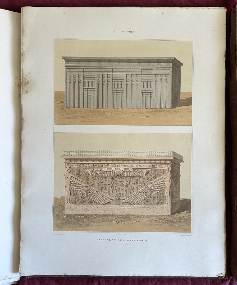 Prisse d’Avennes Art égyptien atlas 2 tomes  XIXeme chromolithographies rares grand format-photo-4