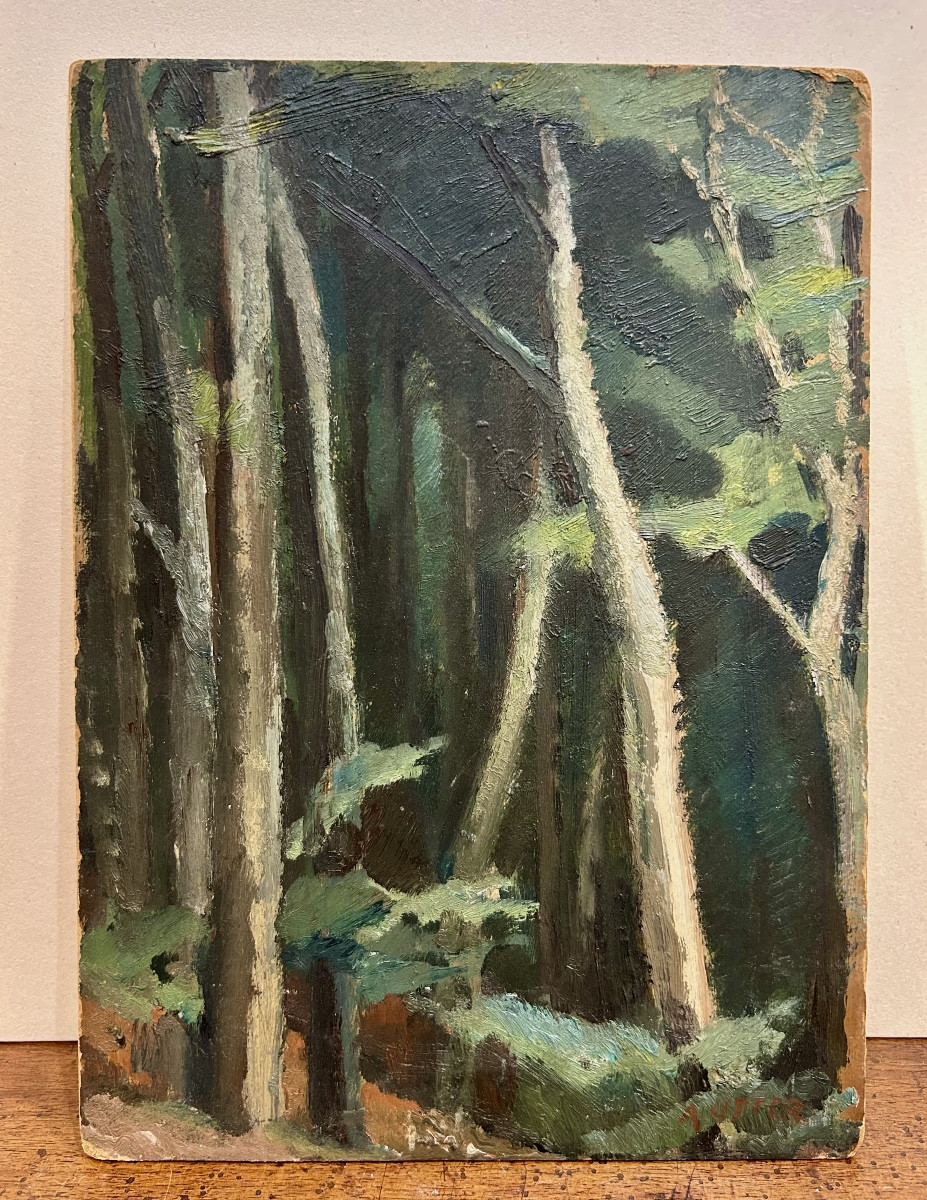 André Utter, Landscape, Oil On Cardboard, French Painter, Early 20th Century, Fauvist, Signed