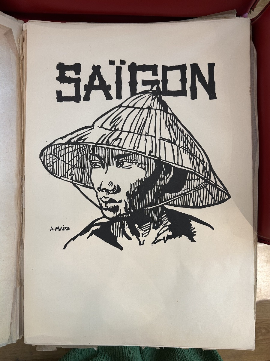 André Maire SAIGON 1930 portfolio 39 gravures sur bois originales G. Grès & Cie n°82/300-photo-3
