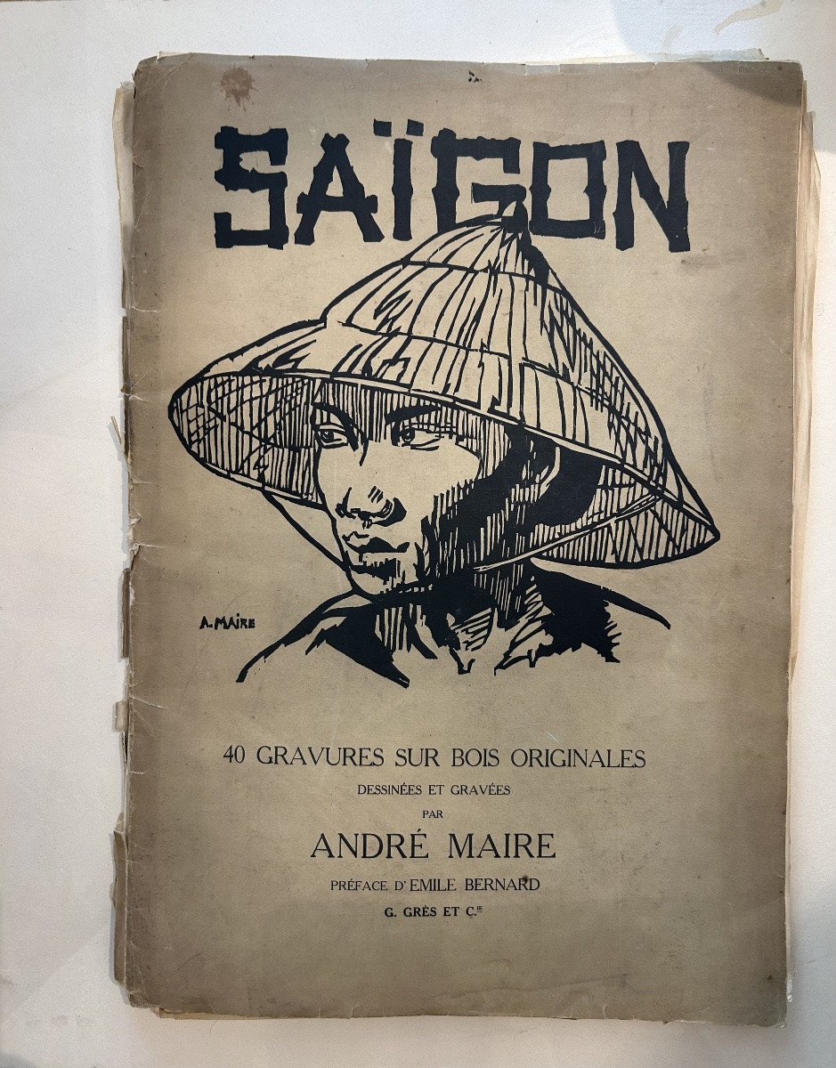 André Maire SAIGON 1930 portfolio 39 gravures sur bois originales G. Grès & Cie n°82/300-photo-3