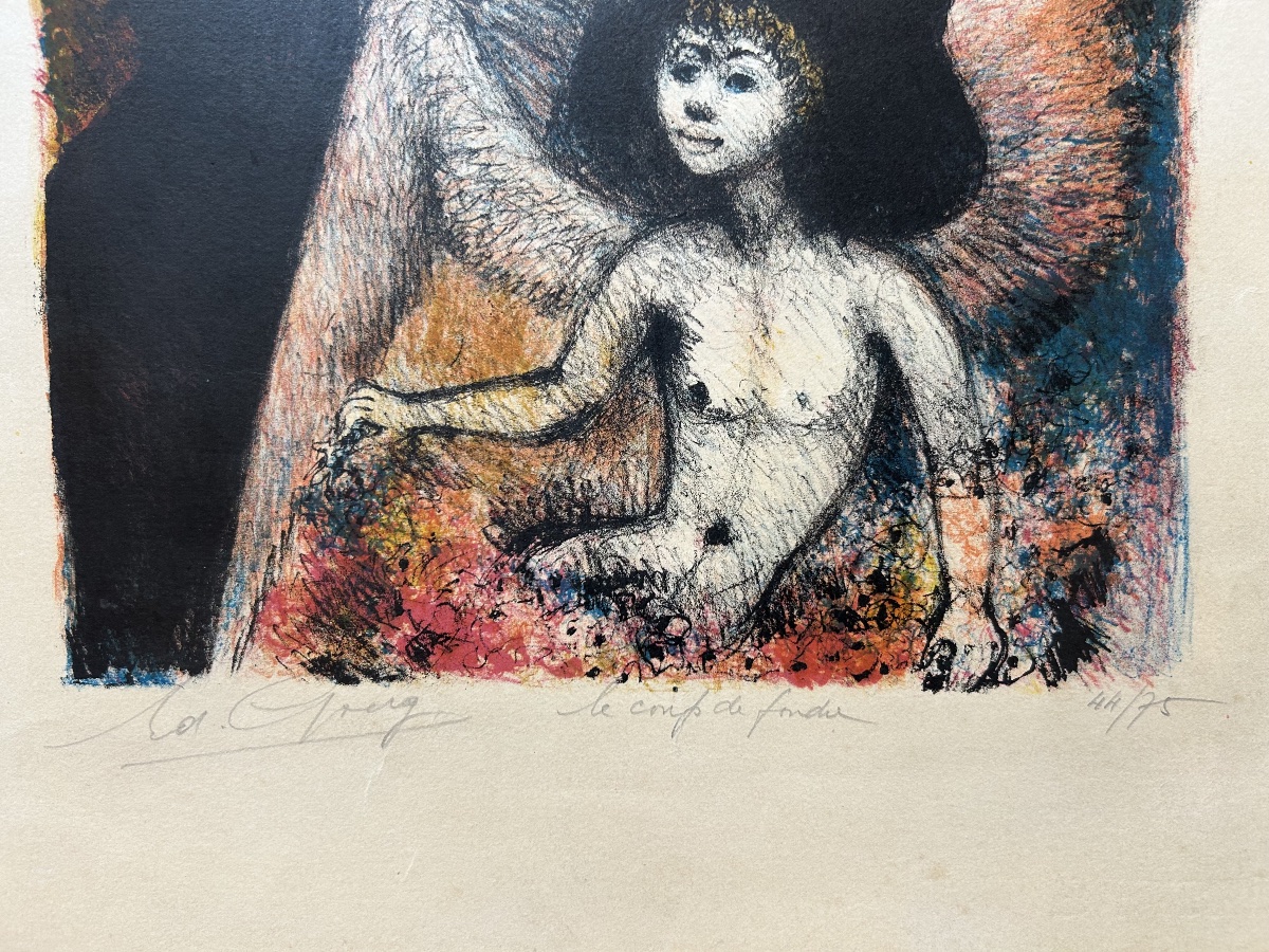 Joseph Goerg – Le Coup de Foudre, gravure originale en couleurs signée 44/75-photo-2