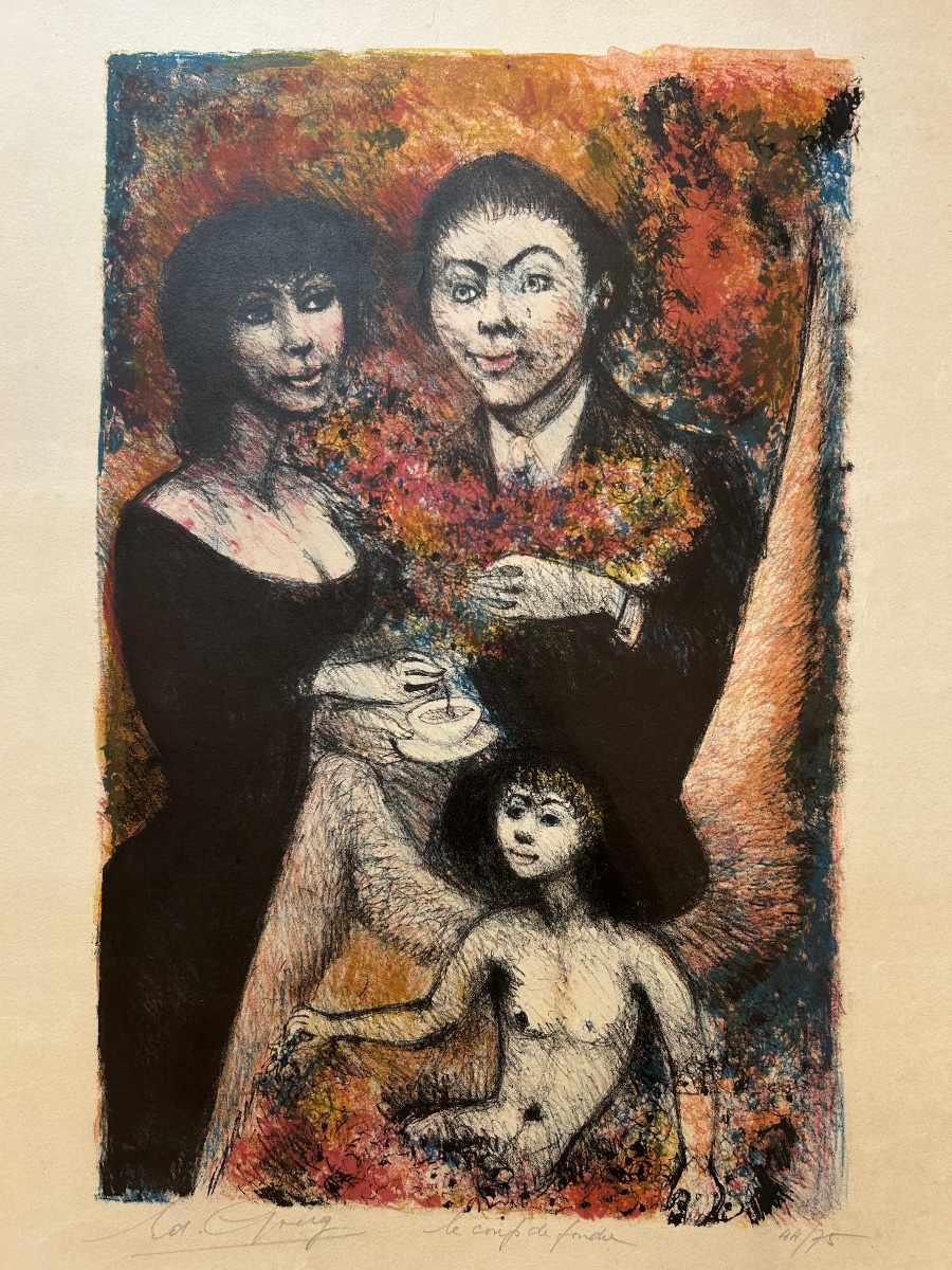 Joseph Goerg – Le Coup de Foudre, gravure originale en couleurs signée 44/75-photo-3