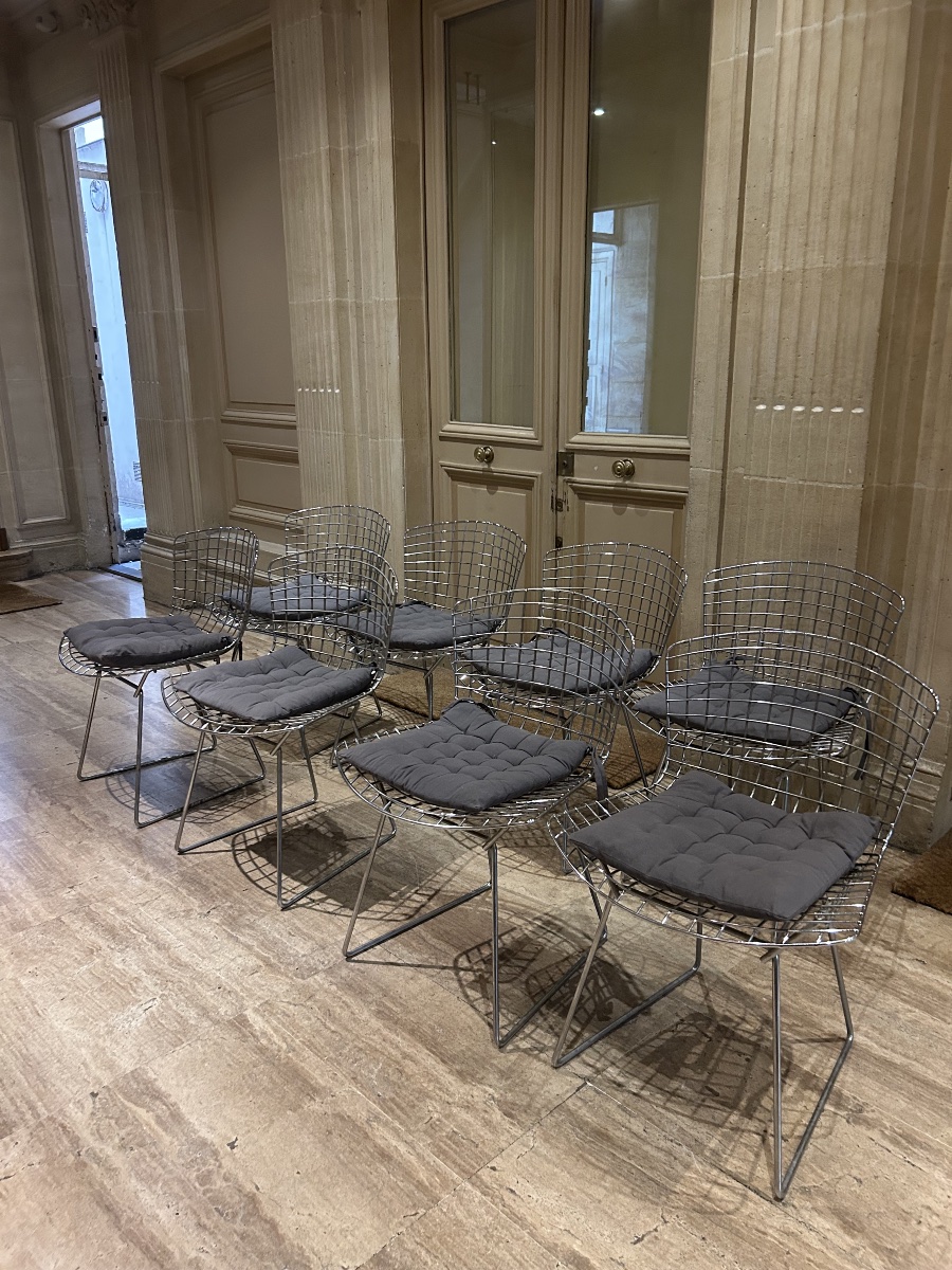 Suite de 8 chaises Harry Bertoia modèle 420 – Knoll International – Design années 1950-photo-1