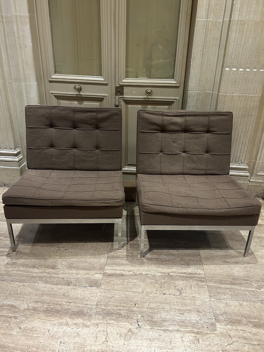 Florence Knoll – Pair Of Parallel Bar Armchairs, Model 51 – Knoll International-photo-1