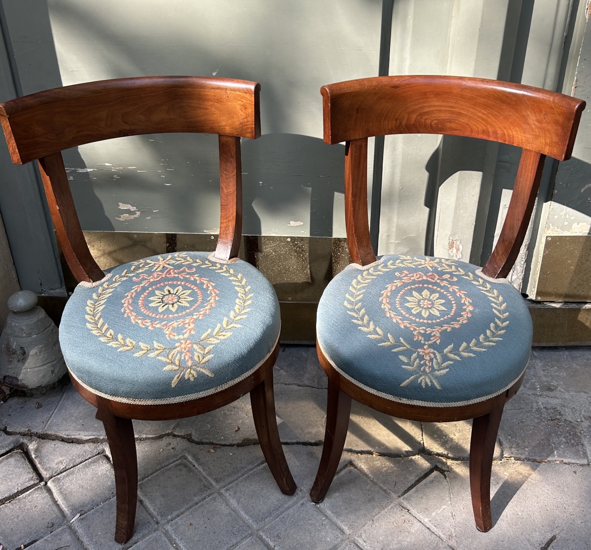 Pair Of Mahogany Chairs With Period Petit Point Upholstery – Restored, Circa 1820–1830-photo-2