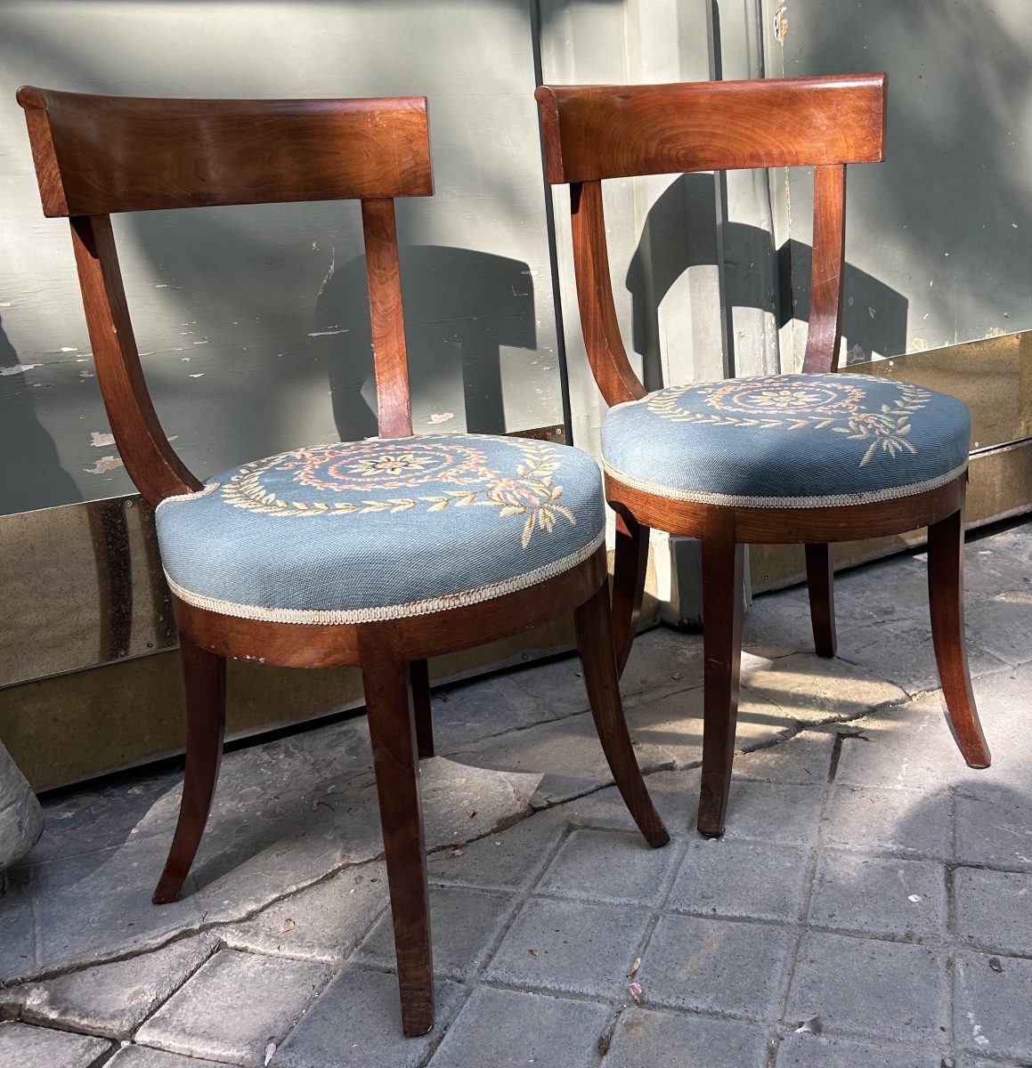 Pair Of Mahogany Chairs With Period Petit Point Upholstery – Restored, Circa 1820–1830-photo-4