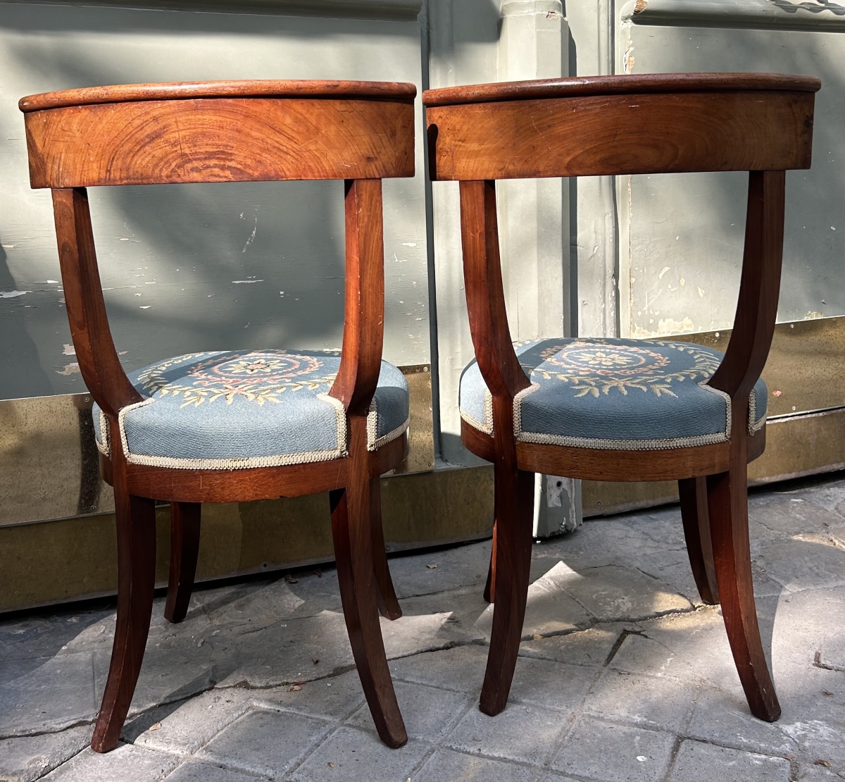 Pair Of Mahogany Chairs With Period Petit Point Upholstery – Restored, Circa 1820–1830-photo-1