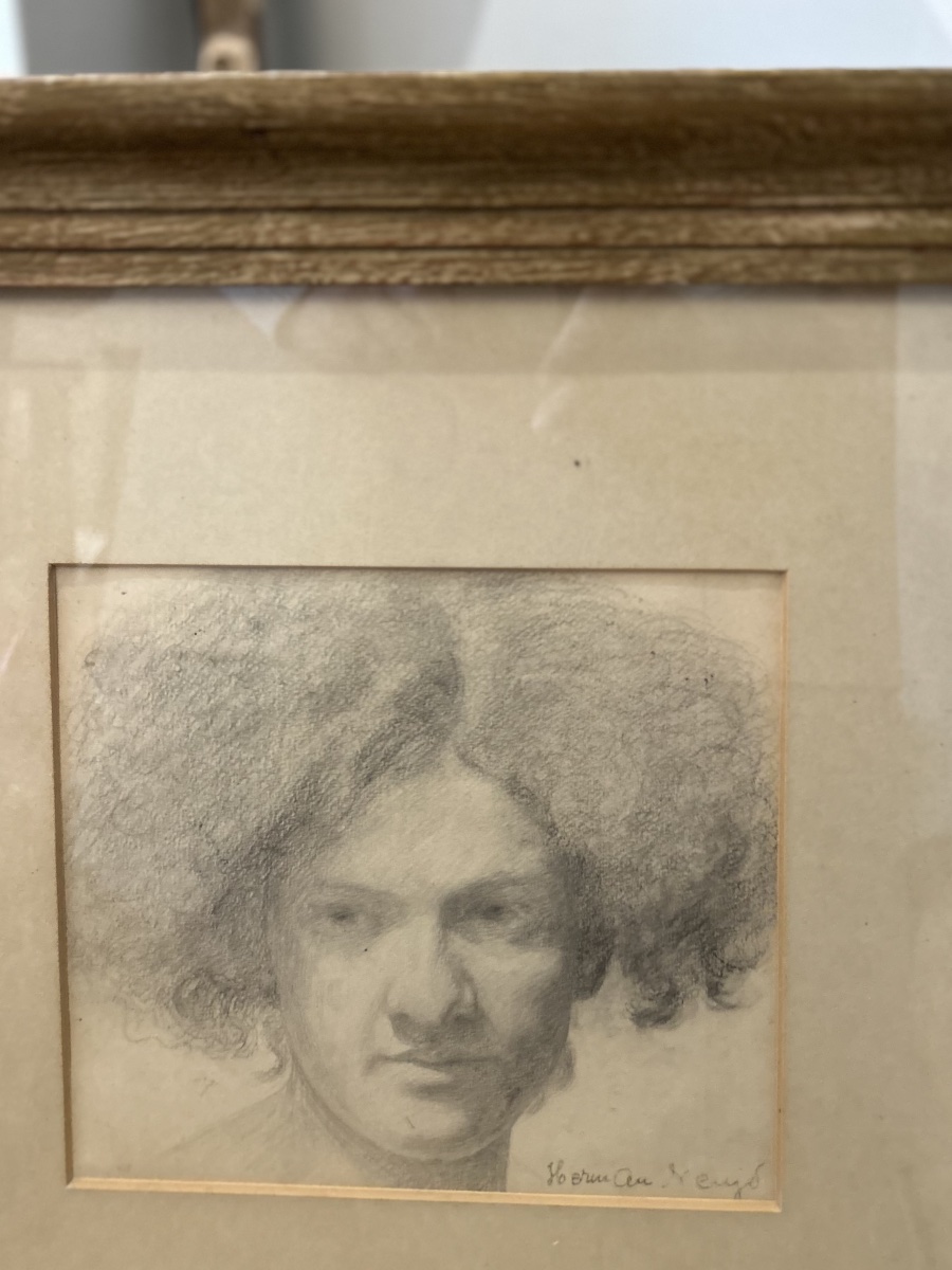 Herman Neujd — Portrait Of A Woman, Graphite Drawing, Late 19th–early 20th Century-photo-2