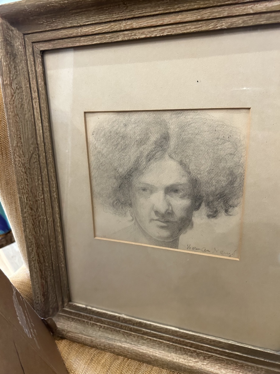 Herman Neujd — Portrait Of A Woman, Graphite Drawing, Late 19th–early 20th Century-photo-4