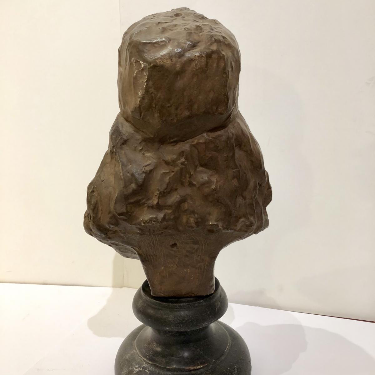 Sculpture Buste De Femme En Terre Cuite D’arthur Strasser 1854-1927-photo-1