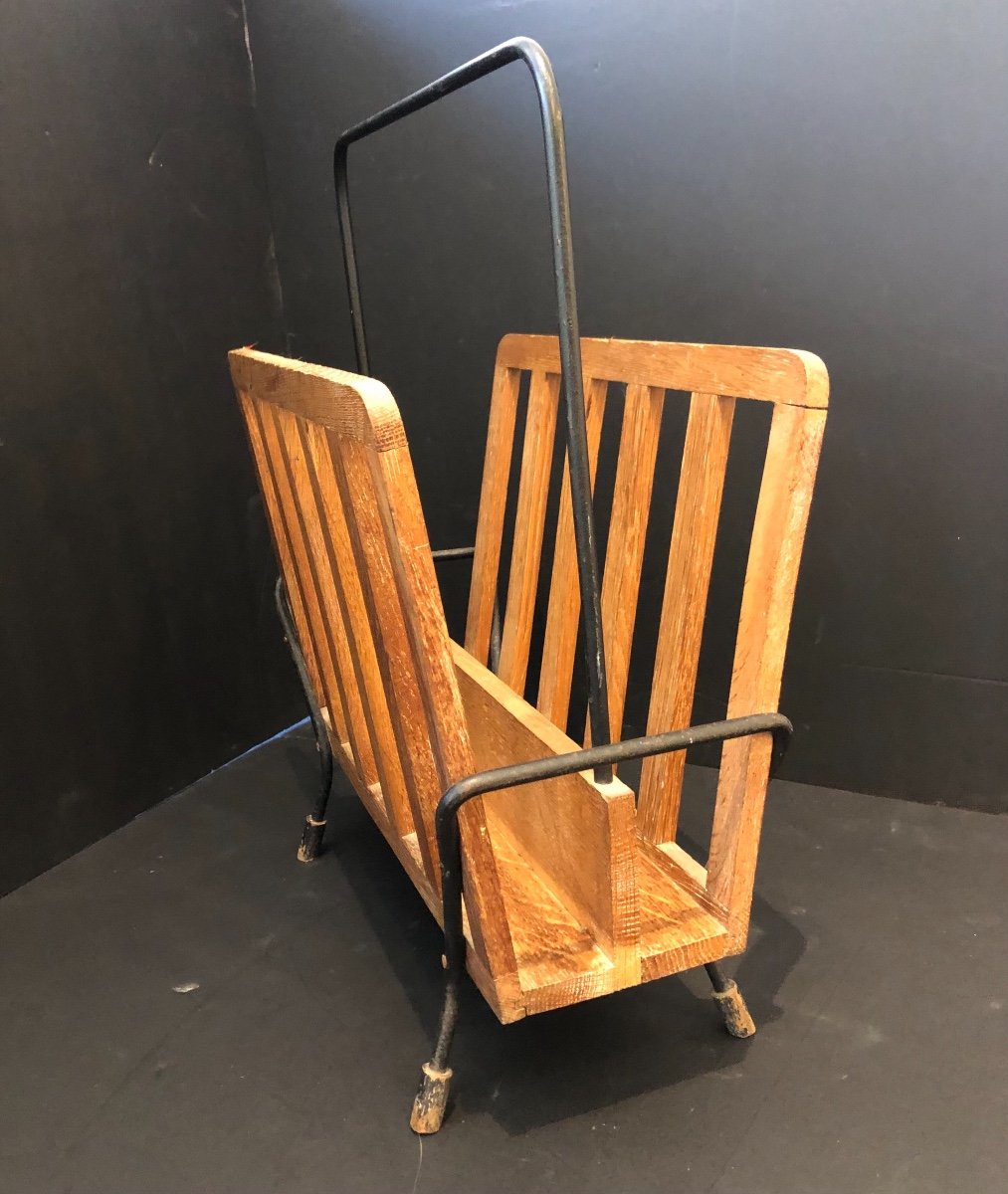 Magazine Rack In Metal And Wood 1950