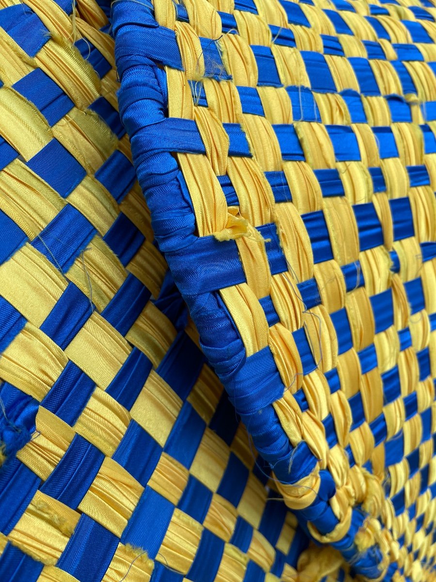 "fiore" Armchair By Italian Designer Anacleto Spazzapan In Metal And Braided Fabric.-photo-2