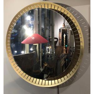 Miroir Rond Rétro éclairé «  Stilnovo » Italie 1960 