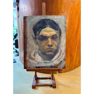 Painting. Painting On Wood. 20th Portrait Of A Man