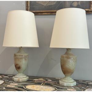 Paire de lampes en albâtre Début 20ème 