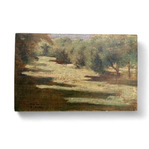 Huile sur bois - Paysage - Debut 20ème
