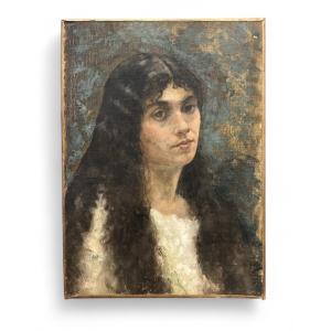 Portrait Of A Woman By The Painter Jean Aubert - Oil On Canvas - 20th Century