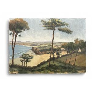 Bord de mer - paysage de Gaston Menet - 20ème - huile sur bois