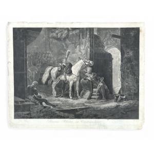 Horace Vernet - French Engraver - Print Polish Lancers In Cantonment - 19th