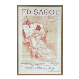 Print Poster By Paul César Helleu - Published By Sagot - Woman Painting - 20th Century