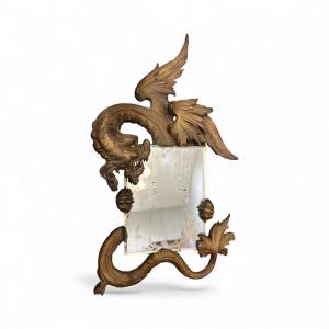 Dragon Mirror, Late 19th Century, Carved Wood, Japonisme Style, Attributed To Gabriel Viardot