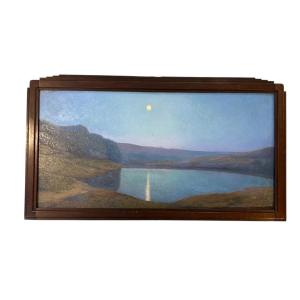 Oil On Panel “moonlight” – Paul Coste, Toulouse Painter