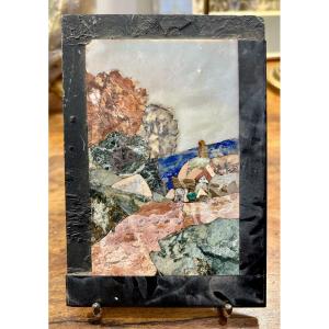 Hard Stone Panel. Italy, 19th Century. Landscape 