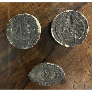 Moulages de sceaux médiévaux 19 eme  Héraldique. Maison de Laval Empreintes sigillographiques