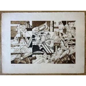 Orlando Pelayo (1920-1990) – Eau-forte originale, Épreuve d’Artiste (E.A.)