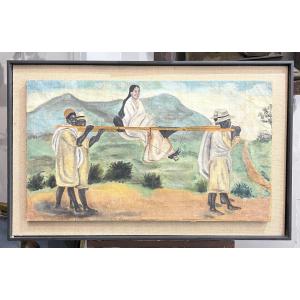 Oil On Canvas, Filanzane, Madagascar, Tananarive, Genre Scene, Circa 1920–1930