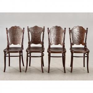 4 Viennese Bentwood Chairs By Jacob & Josef Kohn