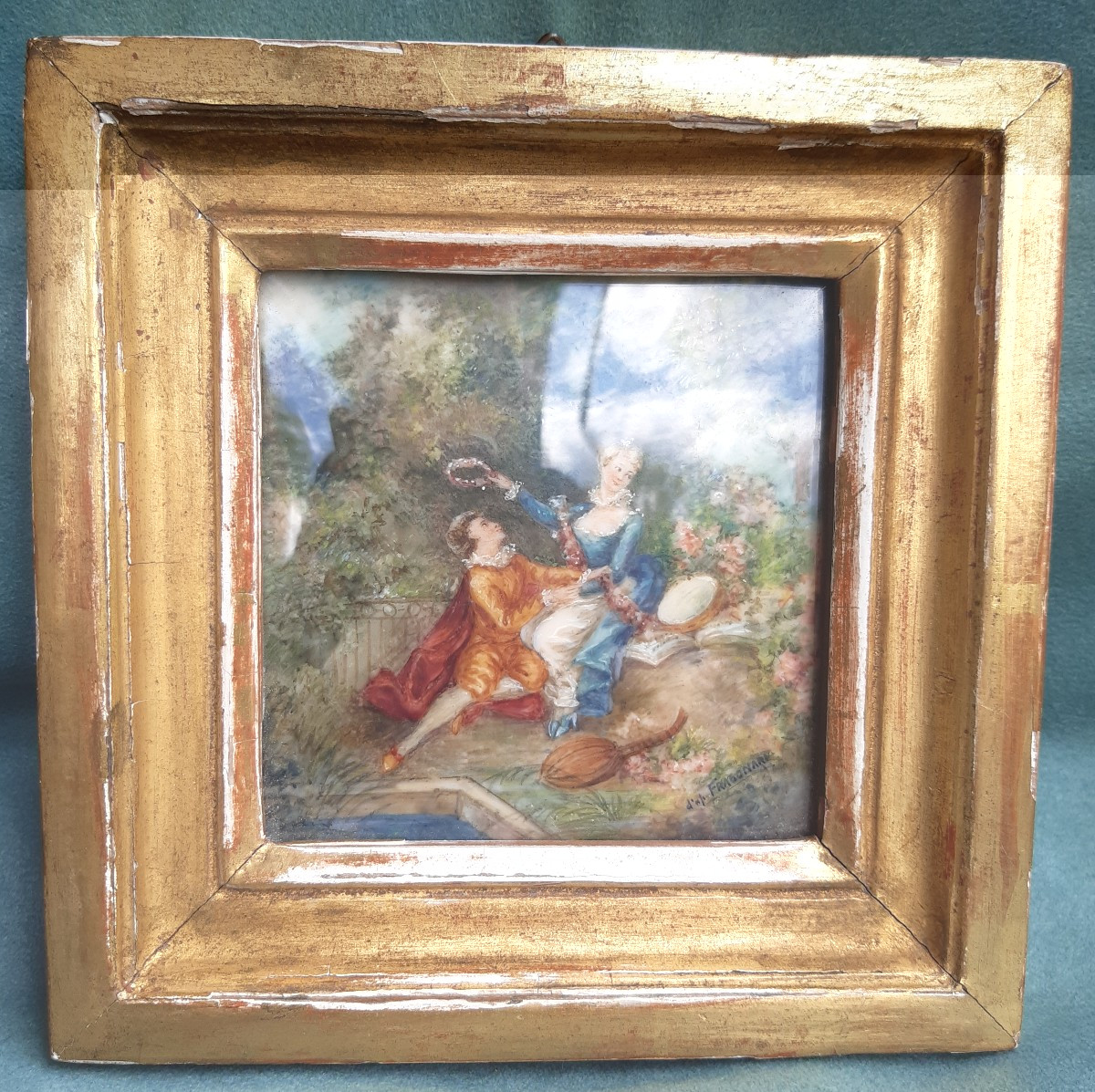 Two Miniatures On Ivory After Fragonard-photo-2
