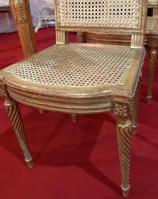 Set Of 4 Gilded Wood Chairs - Napoleon III-photo-3