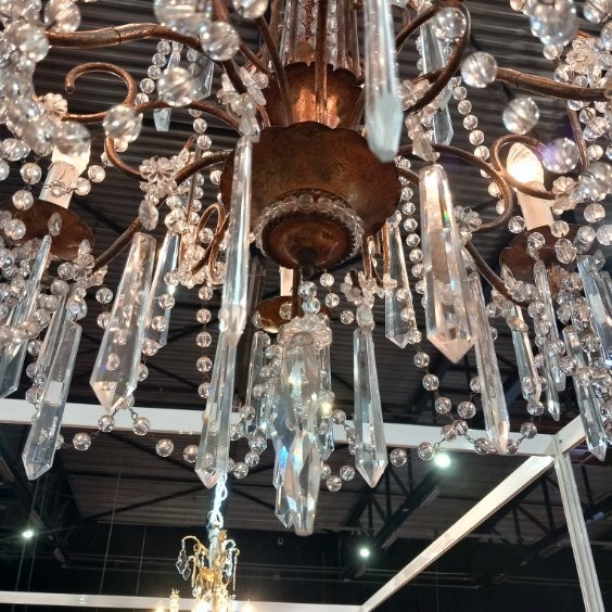 Bohemian Crystal And Gold Wrought Iron Chandelier-photo-4