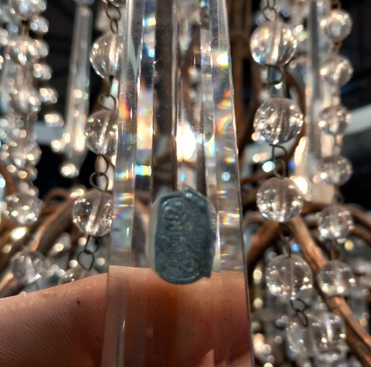 Bohemian Crystal And Gold Wrought Iron Chandelier-photo-1
