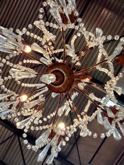 Bohemian Crystal And Gold Wrought Iron Chandelier-photo-3