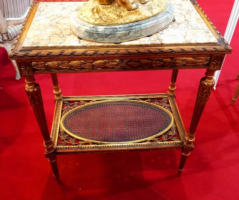 Table de salon en Bois Doré de Style Louis XVI-photo-3