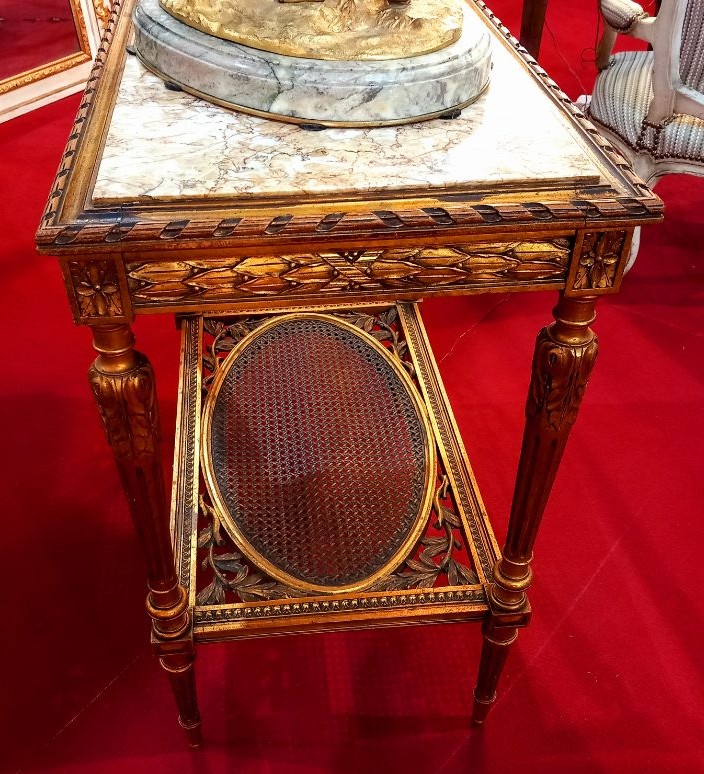 Table de salon en Bois Doré de Style Louis XVI-photo-4