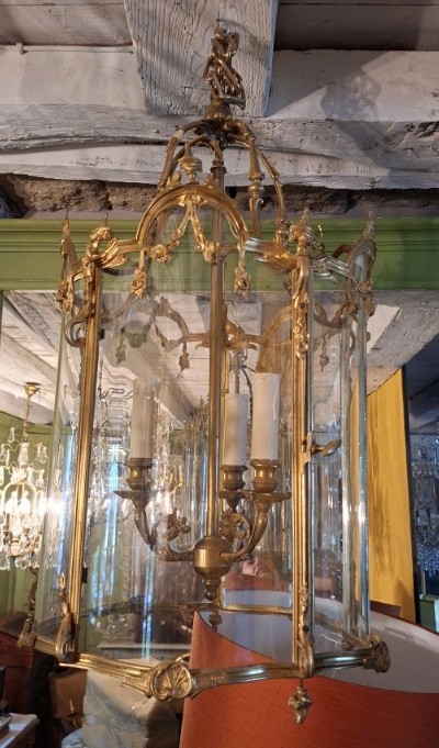Grande Lanterne en Bronze Doré-photo-3