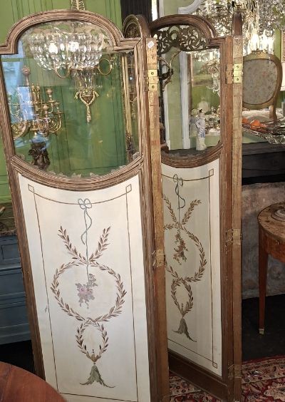 Paravent 4 Feuilles double face en Bois doré-photo-5