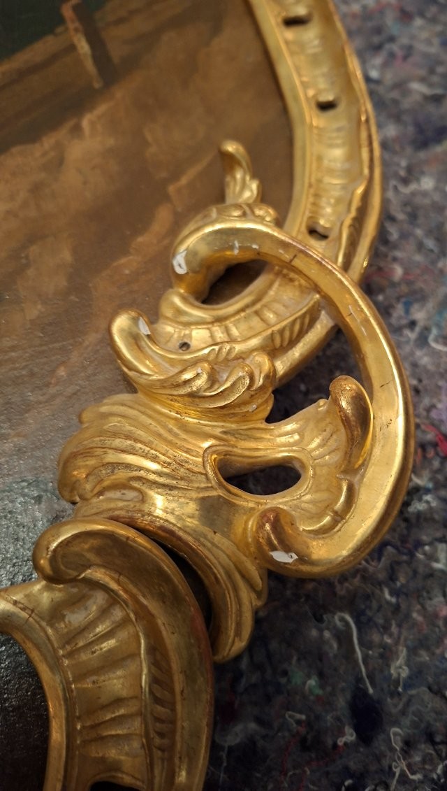 Dessus de Porte en Bois Doré - Epoque Louis XV-photo-4